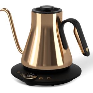 Cocinare Barista Collection Gooseneck Electric Kettle, ±1℉ Precise Temperature Control for PourOver Coffee & Tea, Quick Heating 1500W, Stainless Steel Interior, 0.9L (Gustav Gold)