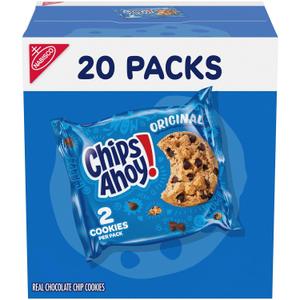 CHIPS AHOY! Original Chocolate Chip Cookies, 20 Snack Packs (2 cookies per pack) (EXP 11/16/26)