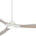 MINKA-AIRE F868L-WHF Sleek 60" 3-Blade LED Ceiling Fan in Flat White Finish with Bleached Seasoned Wood Blades and an Etched Lens, Large