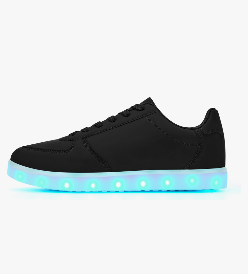 Unisex LED Shoes - Fashion Light Up Sneakers, Breathable USB Charging Glowing Luminous LED Shoes for Men Women 37, Black 