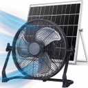 ZZE 14 Inch Battery Operated Fan Rechargeable with Solar Panel, Upgraded with High Airflow Metal Blade Camping Fan, Cordless, Quiet, USB Phone Charge, 5-75H Working Time