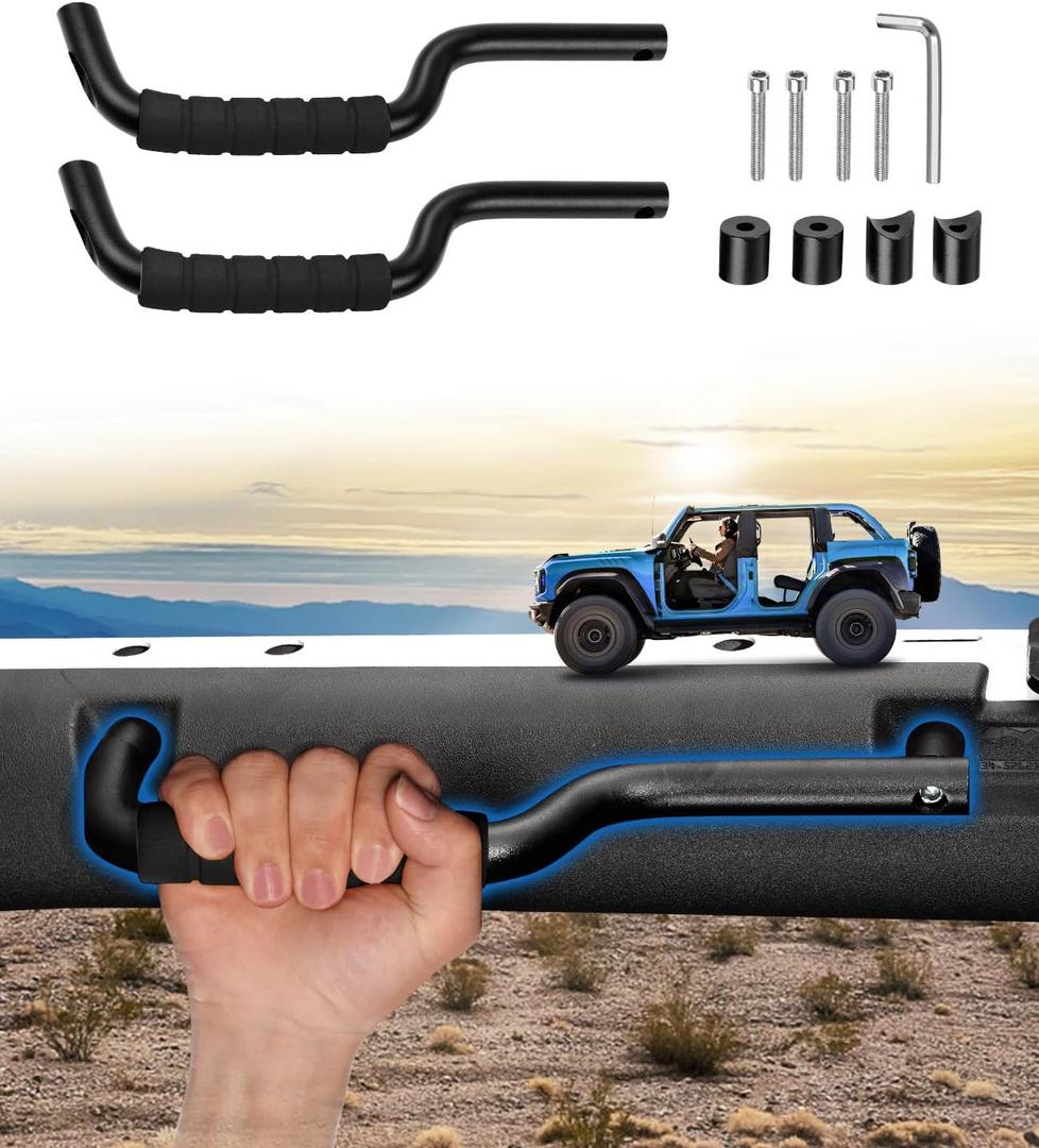 Grab Handles for 2021-2025 Ford Bronco 2&4 Door ONLY Fit Front Seat Roll Bar Handgrip Handle, Upgraded Non-Slip Aluminum Grip Handles Bronco Interior Accessories 