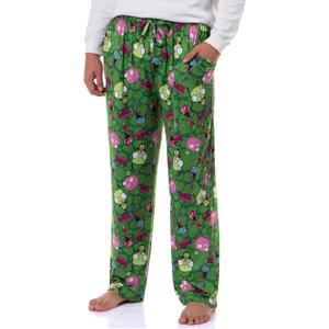 Invader ZIM Adult ZIM Gir and Pig AOP Tossed Print Sleep Pajama Pants Loungewear Sleepwear for Men Women (Green, XL)