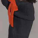 Open Front Sweaters for Women Casual Bow Tie Knit Cardigan Slouchy Chunky Long Sleeve Sweaters Outwear Coat (Black, M)