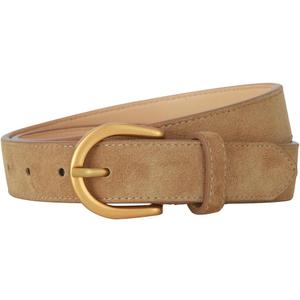 Women's Suede Belt for Jeans Dresses Pants Fashion Ladies Genuine Leather Belt with Gold Buckle (XL: Fit Waist 34"-37", Brown)