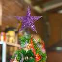 Blulu 10 Inches Purple Christmas Star Tree Topper Xmas Tree Topper Glitter Tree-top Star for Christmas Decorations