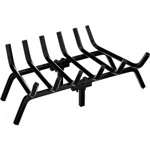 FEED GARDEN Fireplace Grate 24 inch Heavy Duty Fireplace Log Holder, 1/2" Solid Steel Bar Fire Pit Grate for Indoor Outdoor, Wood Stove Fireplace Accessories Wrought Iron Firewood Burning Rack