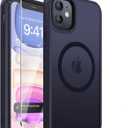 DEERLAMN Magnetic Matte Case for iPhone 11 with Screen Protector, [Compatible with MagSafe][Military Grade Drop Protection] Slim Translucent Shockproof Protective Phone Cover, Dark Purple