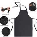 Apron for Women Men Chef, Adjustable Aprons with Pockets for Cooking Serving Painting Gardening, Gift for Friends (Black)