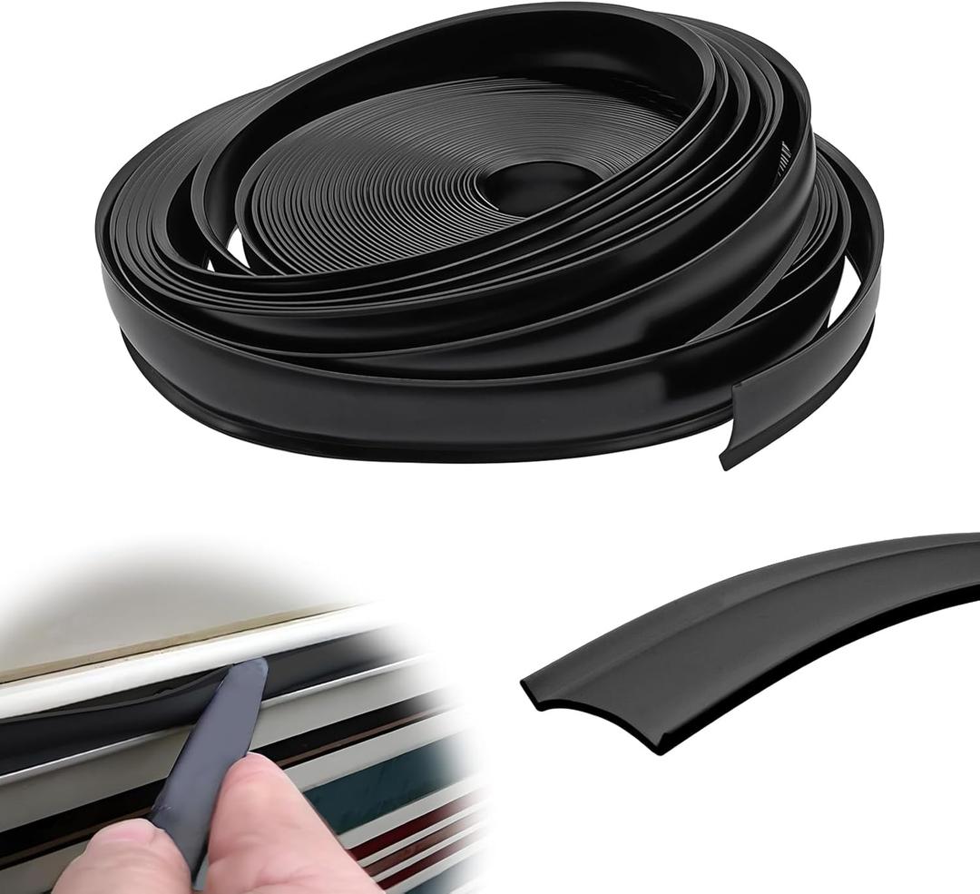 50FT RV Trim Molding, UV-Resistant Weather Stripping Exterior Trim Molding Insert for RV Camper Travel Trailer Screw Cover Gutter Corner Channel Outside Seam roof Edge Track(Black)