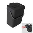 1.3 Gallon/5L Kitchen Compost Bin, Suitable for Countertops or Under Sink, Hanging Hook Trash Can with Lid, Ideal for Cabinets/Bathrooms/Bedrooms/Offices/Camping (Black)