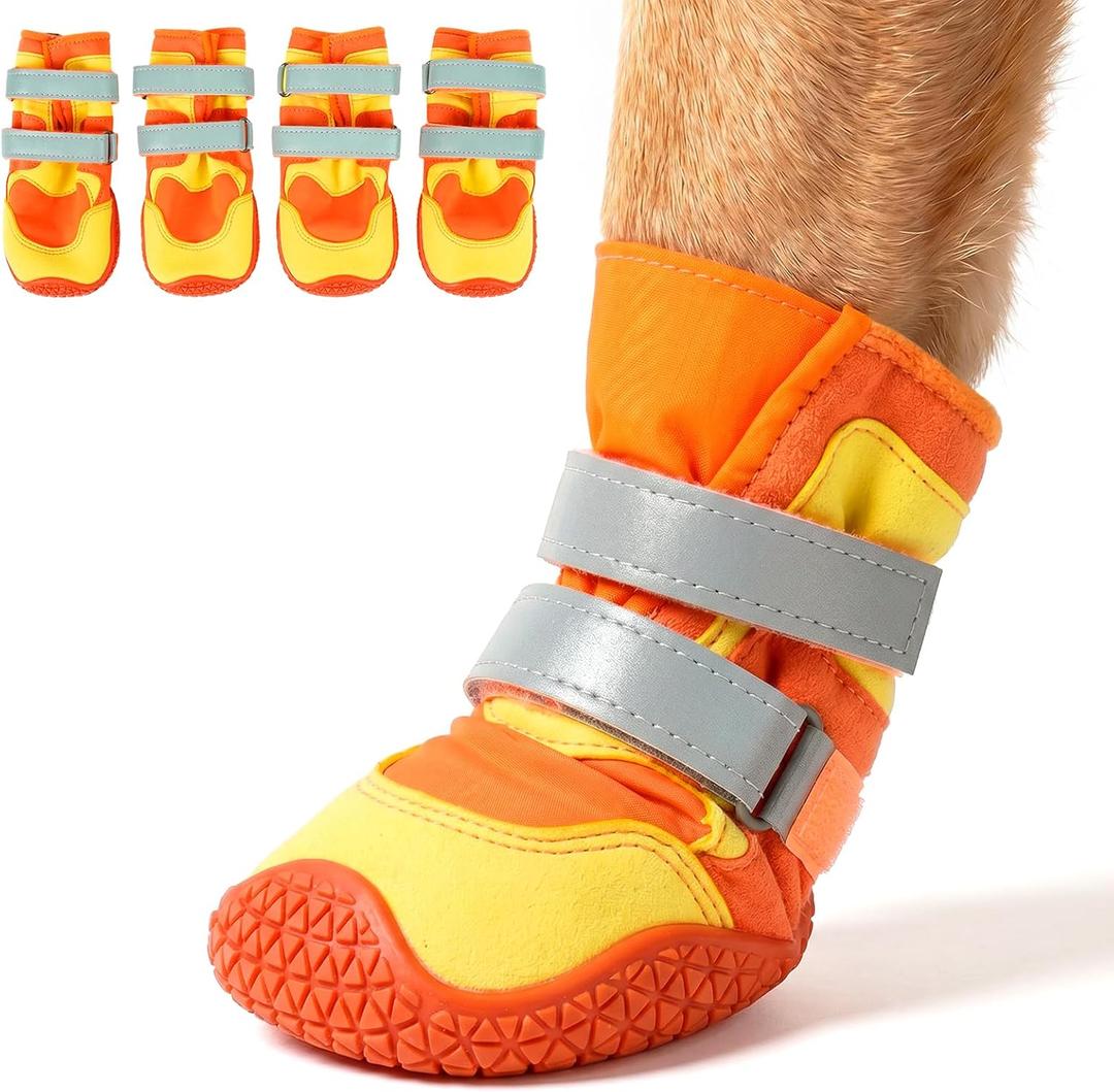 IECOii Dog Boots for Hot Pavement, Breathable Dog Shoes Large Size Dogs, Size:7, Yellow