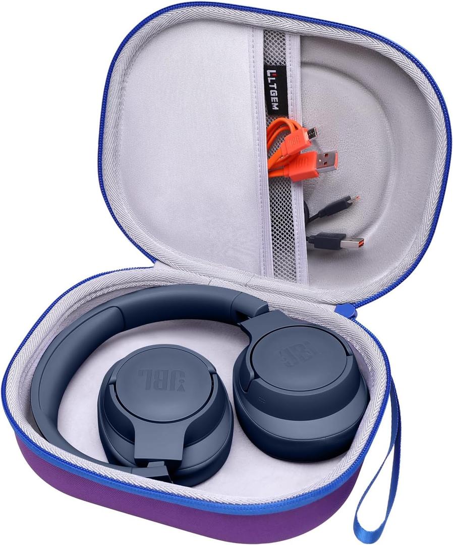 LTGEM EVA Hard Case for JBL Live 770NC/660NC/650BT/460NC/670NC/400BT/500BT and JBL Tune 770NC/710BT/720BT/760NC/700BT/750BT/510BT/660NC/520BT/500/E45BT Bluetooth Wireless Headphone(Purple+Grey) (9.Purple outside + Gray inside)