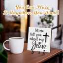 Christian Quotes Decorative Sign, Let Me Tell You About My Jesus, Wooden Sign With Metal Stand, Bible Verse Sign Decor, For Home Office Desk Decor, Christian Gifts For Family Coworker, A21
