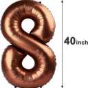 Dark Brown 8 Balloon,Foil Birthday Number Balloons,40 Inch Decorations 8th