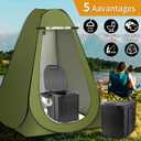 Portable Toilet Kit, Larger Size Portable Camping Toilet with Pop-Up Privacy Enlarged Tent and Poo Gel Toilet Bags, Width of 4.93 Feet Tent Washable Outdoor Showers Changing Rooms, 3481 square inches
