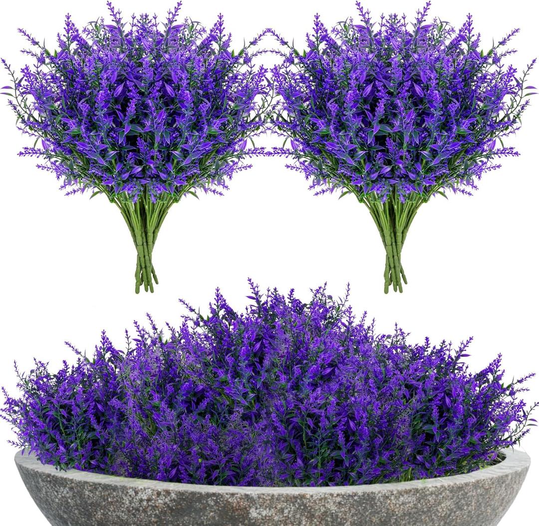 Artificial Lavender Flowers - 10 Pcs Artificial Flowers for Outdoors Faux Lavender Plants Uv Resistant Plastic Purple Fake Flower for Outside Indoor Porch Patio Window Planter Bouquet Decor Artificial Lavender Flowers - 10 Pcs Artificial Flowers for Outdoors Faux Lavender Plants Uv Resistant Plastic Purple Fake Flower for Outside Indoor Porch Patio Window Planter Bouquet Decor