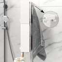 Over the Glass Shower Caddy Hanging, 2 Tier Stainless Steel Rustproof Shower Organizer Over the Door with Hooks, Bathroom Organizers and Storage Rack, Bathroom Decor Shelves - White