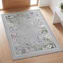 Artoid Mode Grey Butterfly Flower Spring Area Rug, Summer Home Decor Low-Profile Non-Slip Washable Large Rug for Living Room Bedroom Farmhouse Dining Room Kids Playroom 5x7 Feet