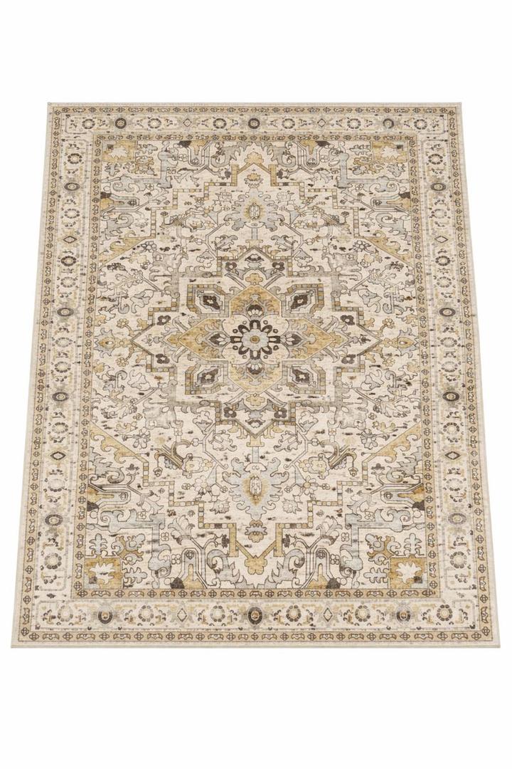 RUGSI Area Rug 4 × 6 Ft, Traditional Medallion Pattern In Soft Neutral Tones, Durable And Easy-Care, Low Profile For High-Traffic Areas