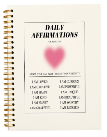 JWVK Daily Affirmations Preppy Pink Aura Heart Notebook,Trendy Positive Affirmations Inspirational Notebook Journal for Teen Girl Work Office School Student Teacher,Hardcover Spiral Notebook 5.5x8.3 and YUNISS Christmas Gifts 18 Colors Acrylic Paint