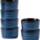 Ceramic 4 oz Ramekins,Small Souffle Dishes Set of 6, Mini Baking Bowls for Kitchen, Porcelain Dipping Sauce Cups for Creme Brulee, Pudding, Ice Cream, Lava Cakes, Microwave & Oven Safe, Blue