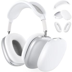 Silicone Case Cover for AirPods Max Headphones,Ear Pad Case Cover/Ear Cups Cover/Headband Cover for AirPods Max (USB-C/Lightning)(2024/2020),Accessories Silicone Protector for Apple AirPods Max, White