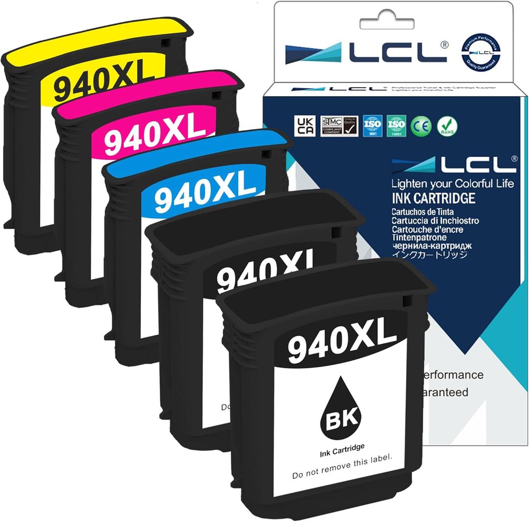 LCL 940XL Ink Cartridge Replacement for HP 940 XL C4906AN 4907AN 4908AN 4909AN for HP Officejet Pro 8000 8500 8500A 8500A Plus Machine A809a A811a A809n A909b A909a A909n A909g A910a Printer (5-Pack)