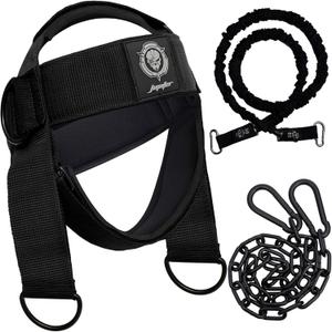 Neck Harness for Increases Neck Core Strength - Neck Exerciser with 30" Heavy Duty Steel Chain for Safely Lifting Weights Up to 280 lbs