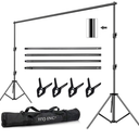 12ft x 10ft Photo Video Studio Heavy Duty Adjustable Photography Muslin Backdrop Stand Background Support System Kit with Carry Bag 4 Spring Clamps