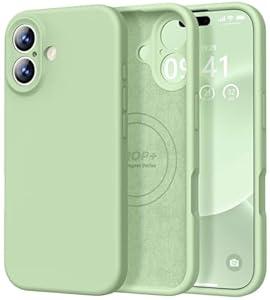 Vooii Magnetic for iPhone 17 Case, Compatible with Magsafe (Premium Liquid Silicone) (Integrated Camera Control Button) Full Body Protective Anti-Scratch Microfiber Lining 6.3", Matcha