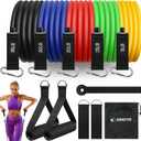 Aihoye Resistance Bands for Working Out, Exercise Bands with Handles, Stretch Bands for Exercise, Workout Bands with Door Anchors for Physical Therapy & Strength Training (5-105LB Set (11 Pcs))