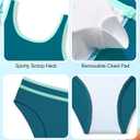 Girls Swimsuit Double Strap High Waist Sporty Bikini Swimsuits Swim Cover Up Skirt 3 Piece Set (Green, 17-18Y)