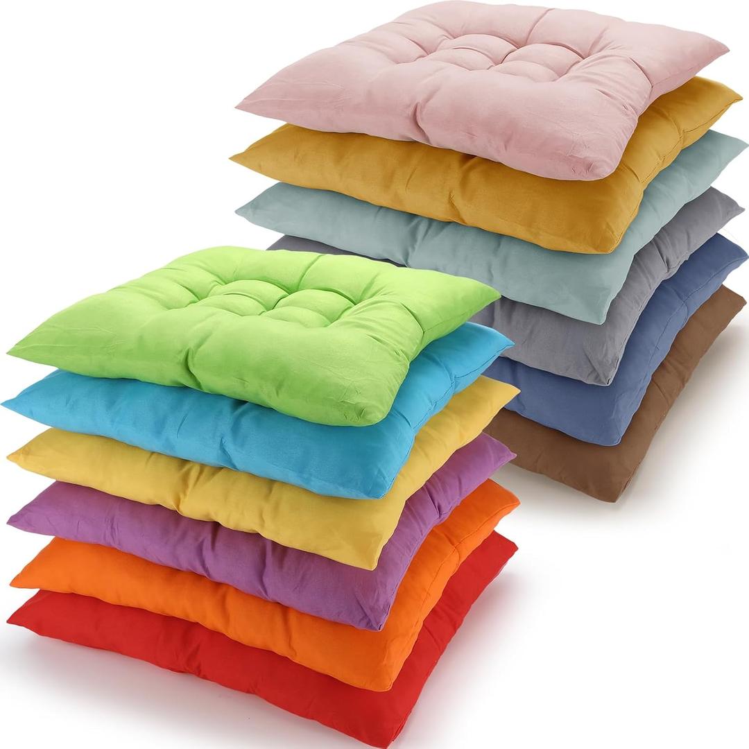 12 Pcs Bulk Floor Pillows Cushion for Kids Classroom,Pastel Color,Square