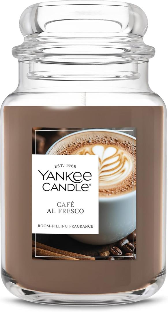 Yankee Candle Caf Al Fresco, Scented Candle, 22oz Large Jar with up to 150 Hour Burn Time, Giftable