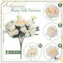 Wavwavw 6 Pcs Artificial Peony Silk Florals Fake Mix Silk Peony Rose Faux Flower Hydrangea Bouquet Elegant Realistic Wedding Floral Centerpiece for Home Party Table Arrangement (Champagne)