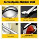 7.9" Stainless Steel Perforated and Regular Set, Slotted and Serving Spoon for Buffet Set, 18/8 Large Serving Spoon Utensils, Extra-Wide 3" Head, for Catering, Restaurants, Kitchen, Parties (2pack)
