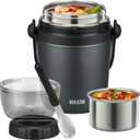 MAXSO Soup Thermo for Hot Food 32 OZ Lunch Container for Adults Vacuum Insulated Stainless Steel Tritan Food Jar Leakproof Wide Mouth Bento Box with Spoon - Grey