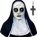 Orgoue Scary Nun Mask Halloween Mask Nun Costume Creepy Latex Mask for Women Adults for Cosplay Costume Props