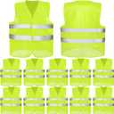 Coume 12 Pieces Safety Vests Bulk High Visibility Reflective Vests Mesh for Construction Working with 2 Reflective Strips