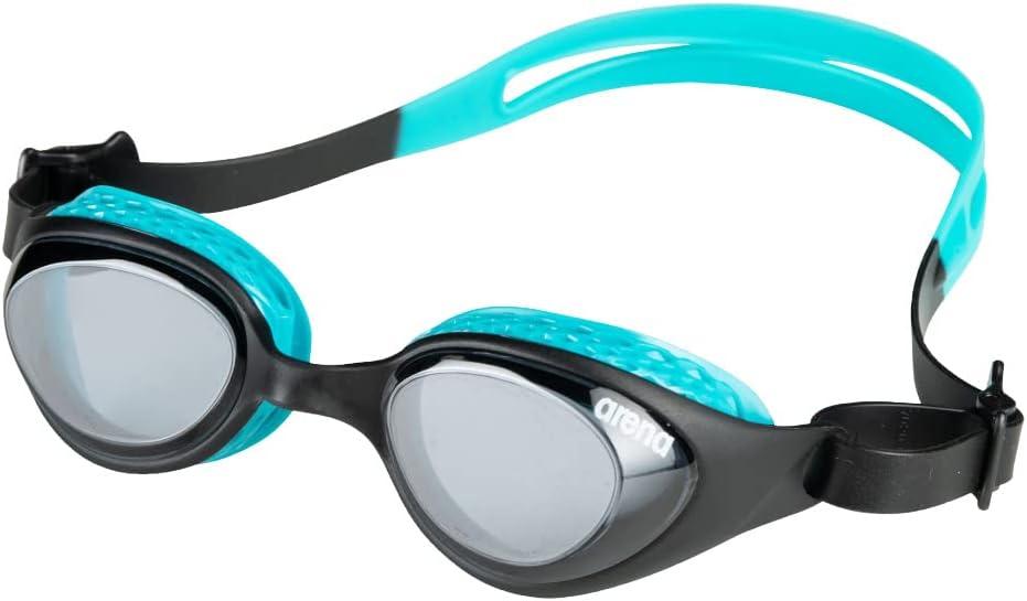 ARENA Unisex Kids Junior Air Mirror Swim Goggles for Swimming Ages 6 to 12 Air Seals Anti-Fog Coated Lens Adjustable Strap (Smoke/Black)