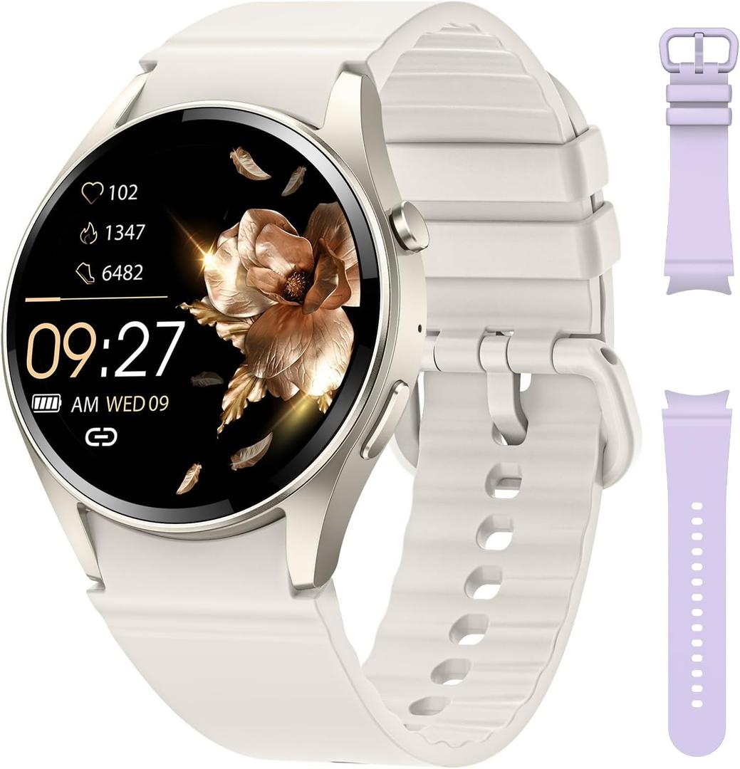 Smart Watch, Bluetooth Smart Watches for Women with Heart Rate/SpO2 Monitor, Sleep Tracker, 110+ Sport Modes Fitness Watch for Women/Men, Smart Watch for Android Phones/iPhones (Make/Answer Calls) (Silver)