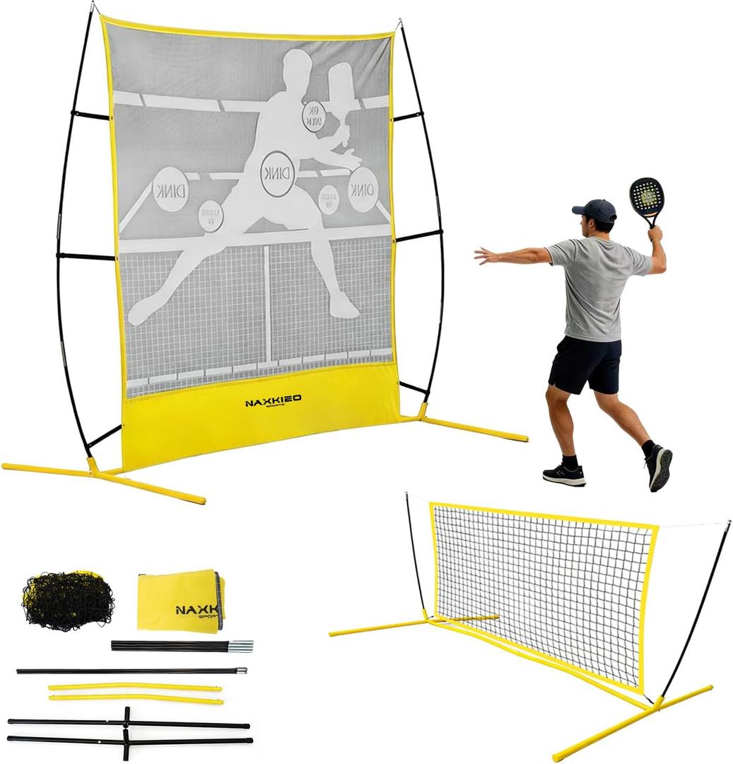 2026 Upgraded Pickleball Practice Rebounder Net, 6FT Pickleball Training Equipment with Metal Frame, Pickle Ball Rebounder for Outdoor Indoor, Pickle Ball Trainer for Dink Volley Training