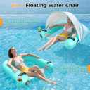Inflatable Pool Floats Chair with Detachable Canopy PVC Floating Lounge Chair Pool Float with Cup Holders Adult Water Lounge Float Raft for Swimming Beach Pool Party Toys for Adults 47’’x39’’