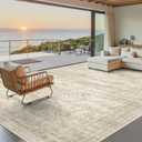 Soalmost Washable Area Rug 8x10, Large Soft Rugs for Living Room Vintage Beige Carpet 8x10 Area Rugs for Bedroom Dining Room Non-Slip Stain Resistant Under Table Rug