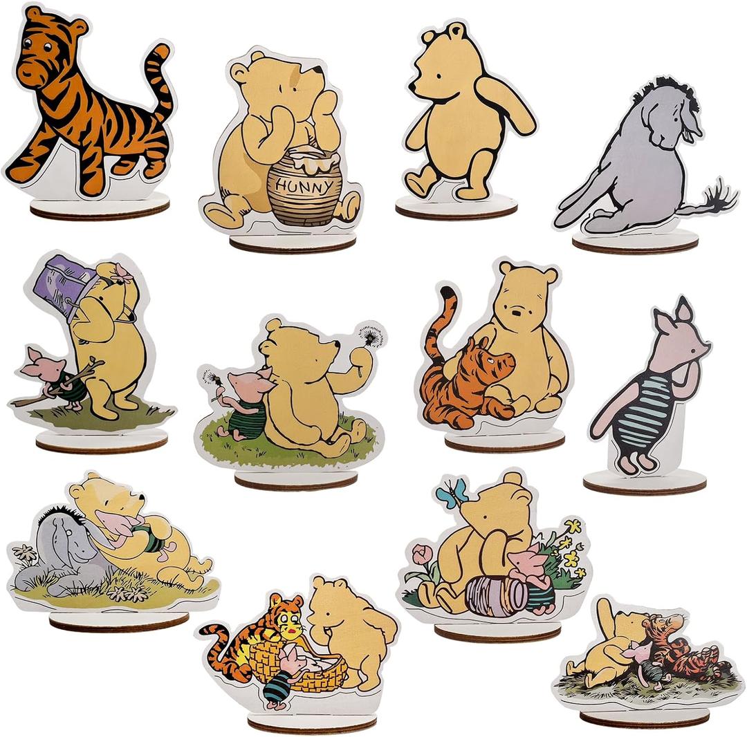 The Winnie Bear Wooden Table Centerpieces for Birthday Party/Baby Shower Decorations, Set of 12