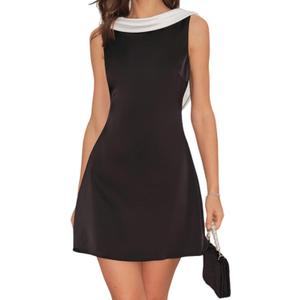 RIHOAS Women's Satin Mini Dress Cowl Neck Backless Mini Dress,Backless Sleeveless A-Line Party Cocktail Dress, Medium