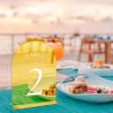 JOYIT Arch Wedding Table Numbers 1-20 with Stands 5" X 7" Acrylic Mirrored Gold Table Number Holders, Perfect for Wedding Receptions, Parties, Anniversaries, and Events