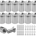 5/8” x 3/4” Inch 12PCS Aluminum Solid Sign Standoff Screws for Acrylic Advertising Screw Wall Fixing standoffs mounts Glass Display Signs (Polished Chrome Color)