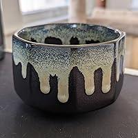Traditional Japanese Matcha Tea Cup Bowl + Gift Box | Multicolor Black Ceramic Ceremonial Matcha Bowl | Handcrafted, Large Macha Drinking Glass | Authentic Mug Shape